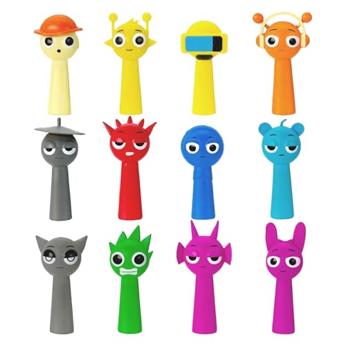 WOUYTPE 12 Stück Sprunki Figuren, Sprunki Geburtstag Deko, Sprunki Spielzeug für Schreibtisch, Auto und Andere Dekorationen, für Die Sammlung von Handpuppenliebhabern usw (12er-Pack) von WOUYTPE