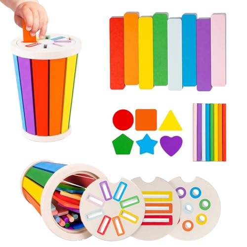 WOUYTPE Montessori Spielzeug 2 Jahre, Sensorik Spielzeug Baby, Holzspielzeug, Geeignet für Die Frühe Bildung und Intellektuelle Entwicklung von Kindern, Wird mit Aufbewahrungstasche Geliefert (A) von WOUYTPE