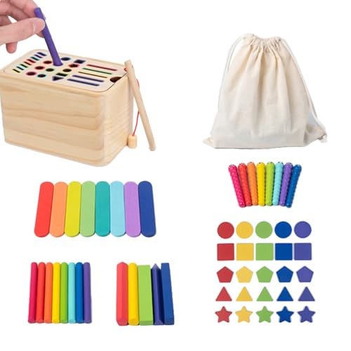 WOUYTPE Montessori Spielzeug 2 Jahre, Sensorik Spielzeug Baby, Holzspielzeug, Geeignet für Die Frühe Bildung und Intellektuelle Entwicklung von Kindern, Wird mit Aufbewahrungstasche Geliefert (B) von WOUYTPE