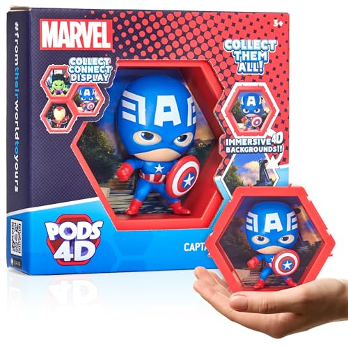 PODS 4D Marvel Captain America, Einzigartige, miteinander verbundene Sammelboble-Kopf-Figur, die aus ihrer Welt in Ihre, ausbricht, Wand oder Regalanzeige, Marvel Spielzeug & Geschenke, Serie 1 Nr. 4 PODS 4D Marvel Captain America, Einzigartige, miteinander verbundene Sammelboble-Kopf-Figur, die aus ihrer Welt in Ihre, ausbricht, Wand oder Regalanzeige, Marvel Spielzeug & Geschenke, Serie 1 Nr. 4 von WOW! PODS