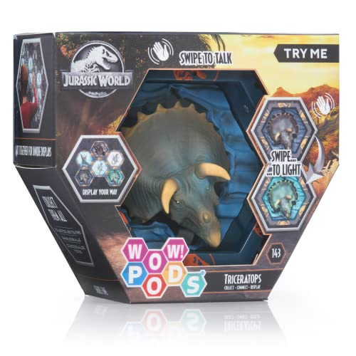 Wow! PODS World Camp Cretaceous SFX Wow! Pods - Triceratops Wow! PODS World Dinosaurier Leuchtende Wackelfigur mit Sound Fanartikel für das Gefallene Königreich Wow! PODS World Spielzeug, Ab 5 von WOW! PODS
