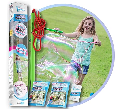 WOWMAZING Seifenblasen Groß Set - Inkl. Seifenblasen Stab 2 Nachfüllpacks & Tipps & Tricks Broschüre - Riesen Seifenblasen Kinder - Seifenblasen Set für Aktivitäten im Sommer - Nur Wasser Hinzufügen von WOWMAZING