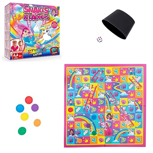 WOWOW Magical Edition - Schlangen und Leitern: Magisches Einhornfamilienspiel für Kinder ab 3 Jahren (2-6 Spieler) von WOWOW