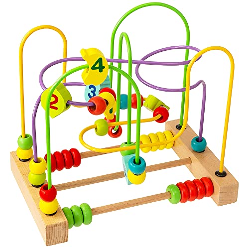 Wowow Toys WoodWorks Perlenuntersetzer | Holzperlenlabyrinth mit Holzrechenbrett Frühe Entwicklung & Aktivitätsspielzeug für Kinderhochstuhl für Kleinkinder Mädchen Jungen ab 18 Monaten von WOWOW
