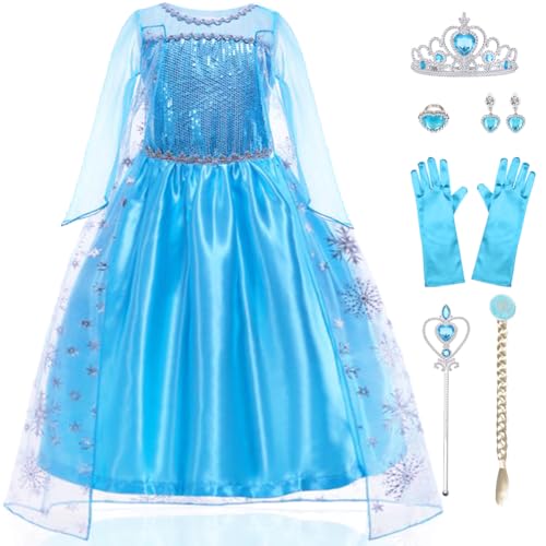 WOXVM Luxuriöses Prinzessinnen-Kleid für Mädchen, Prinzessinnen-Kostüm für Halloween, Cosplay, Geburtstagsfeier, Prinzessinnen-Kostüm mit Zubehör (3-4 Jahre) von WOXVM