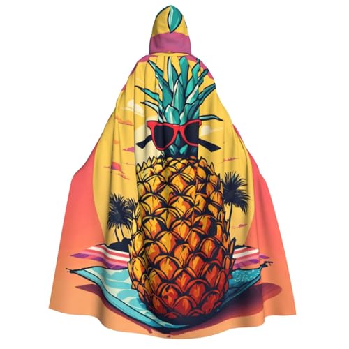 Ananas-Frucht-Sonnenbrille, Sand-Strand-Druck, Herren, Damen, Erwachsene, Kapuzenumhang, Cosplay, Kostüm, Halloween, Weihnachten, Karneval, Partys von WOmeng