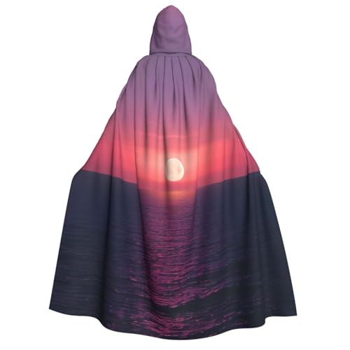 Bright Moon At Sea Hippie Print Herren Damen Erwachsene Kapuzenumhang Cosplay Kostüm Halloween Weihnachten Karneval Partys von WOmeng