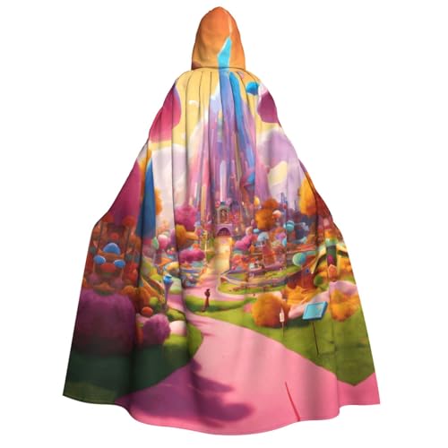 Candy Land Print Herren Damen Erwachsene Kapuzenumhang Cosplay Kostüm Halloween Weihnachten Karneval Partys von WOmeng