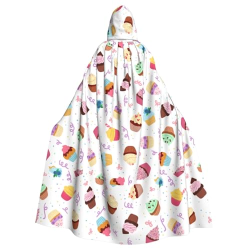 Delicious Cupcakes Print Full Length Halloween Unisex Cloak Hooded Medieval Colors Costume Cosplay Party von WOmeng