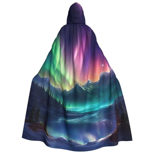 Dunkle Nordlichter Druck Herren Damen Erwachsene Kapuzenumhang Cosplay Kostüm Halloween Weihnachten Karneval Partys von WOmeng