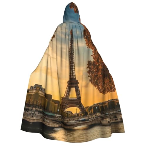 Eiffelturm Paris Herbst Druck Herren Damen Erwachsene Kapuzenumhang Cosplay Kostüm Halloween Weihnachten Karneval Partys von WOmeng