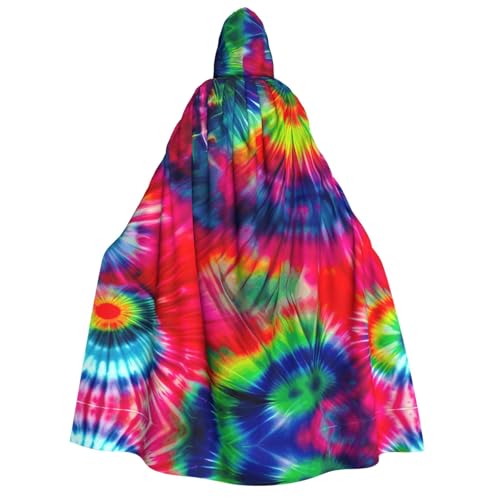 Farbiger Batikdruck, für Herren und Damen, Erwachsene, Kapuzenumhang, Cosplay, Kostüm, Halloween, Weihnachten, Karneval, Partys von WOmeng