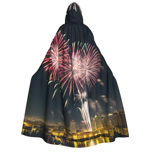 Feuerwerk Muster Druck Herren Damen Erwachsene Kapuzenumhang Cosplay Kostüm Halloween Weihnachten Karneval Partys von WOmeng