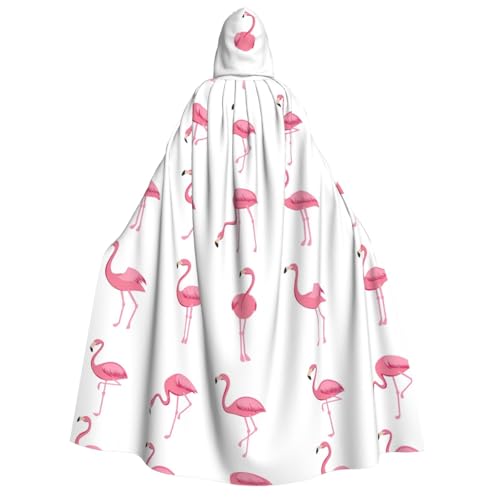 Flamingos auf weißem Druck, für Herren und Damen, Erwachsene, Kapuzenumhang, Cosplay, Kostüm, Halloween, Weihnachten, Karneval, Partys von WOmeng