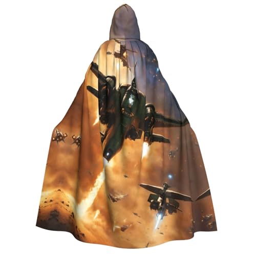 Flugzeug-Kampfflugzeug-Druck, Herren, Damen, Erwachsene, Kapuzenumhang, Cosplay, Kostüm, Halloween, Weihnachten, Karneval, Partys von WOmeng