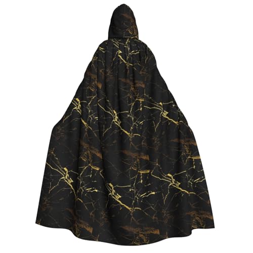 Gold/Schwarz Tapetendruck Herren Damen Erwachsene Kapuzenumhang Cosplay Kostüm Halloween Weihnachten Karneval Partys von WOmeng