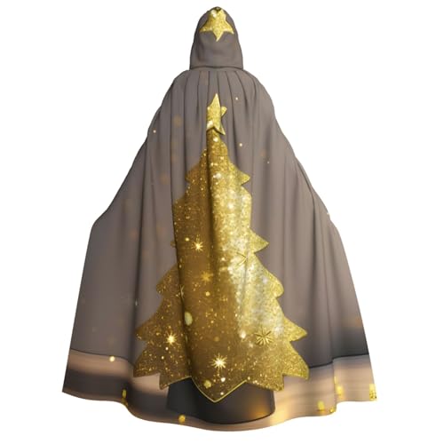 Goldener Glitzer-Weihnachtsbaum-Druck, für Herren und Damen, Erwachsene, Kapuzenumhang, Cosplay, Kostüm, Halloween, Weihnachten, Karneval, Partys Goldener Glitzer-Weihnachtsbaum-Druck, für Herren und Damen, Erwachsene, Kapuzenumhang, Cosplay, Kostüm, Halloween, Weihnachten, Karneval, Partys von WOmeng