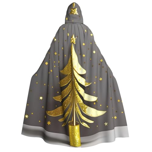 Goldener Glitzer-Weihnachtsbaum-Druck, für Herren und Damen, Erwachsene, Kapuzenumhang, Cosplay, Kostüm, Halloween, Weihnachten, Karneval, Partys von WOmeng