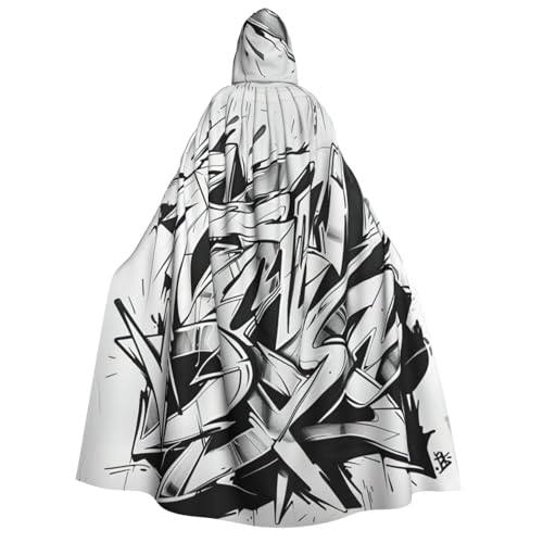 Graffiti-Zeichnungsdruck für Herren und Damen, Erwachsene, Kapuzenumhang, Cosplay, Kostüm, Halloween, Weihnachten, Karneval, Partys von WOmeng