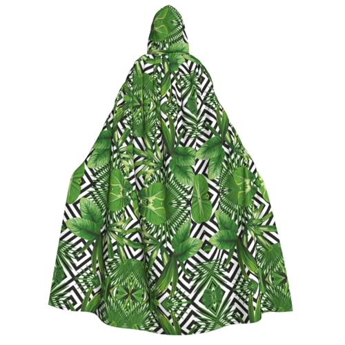 Grüne Blätter der Palme, tropischer Pflanzendruck, für Herren und Damen, Erwachsene, Kapuzenumhang, Cosplay, Kostüm, Halloween, Weihnachten, Karneval, Partys von WOmeng