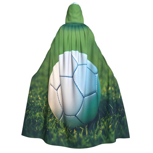 Grüner Fußball auf Gras-Druck, für Herren und Damen, Erwachsene, Kapuzenumhang, Cosplay, Kostüm, Halloween, Weihnachten, Karneval, Partys von WOmeng