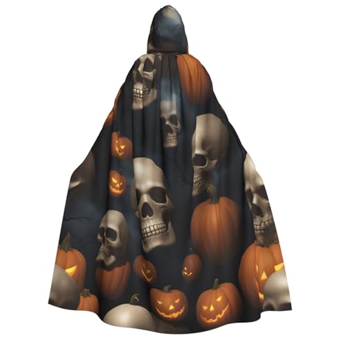 Halloween-Totenkopf-Aufdruck, für Herren und Damen, Erwachsene, Kapuzenumhang, Cosplay, Kostüm, Halloween, Weihnachten, Karneval, Partys von WOmeng
