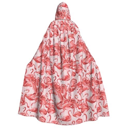 Kapuzenumhang mit Flamingo-Druck, für Herren, Damen, Erwachsene, Cosplay, Halloween, Weihnachten, Karneval, Partys von WOmeng