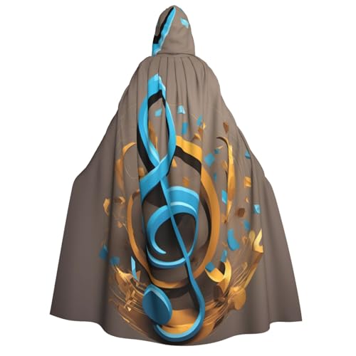 Kapuzenumhang mit Musiknoten-Druck, für Herren, Damen, Erwachsene, Cosplay, Kostüm, Halloween, Weihnachten, Karneval, Partys von WOmeng