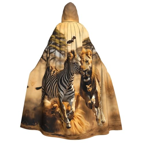 Kapuzenumhang mit Zebra-Tierdruck, für Herren und Damen, Erwachsene, Cosplay, Kostüm, Halloween, Weihnachten, Karneval, Partys von WOmeng