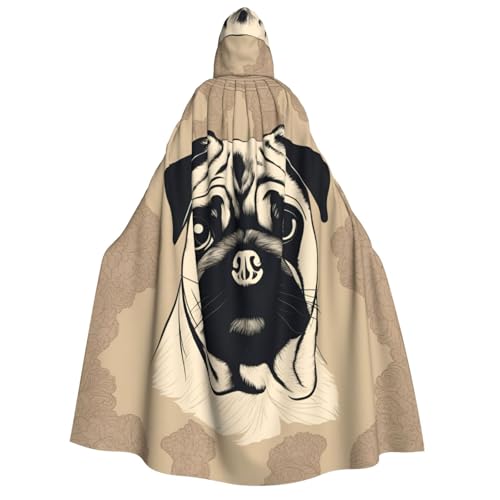 Kapuzenumhang mit niedlichem Mops-Aufdruck, für Damen und Herren, Cosplay, Kostüm, Halloween, Weihnachten, Karneval, Partys von WOmeng