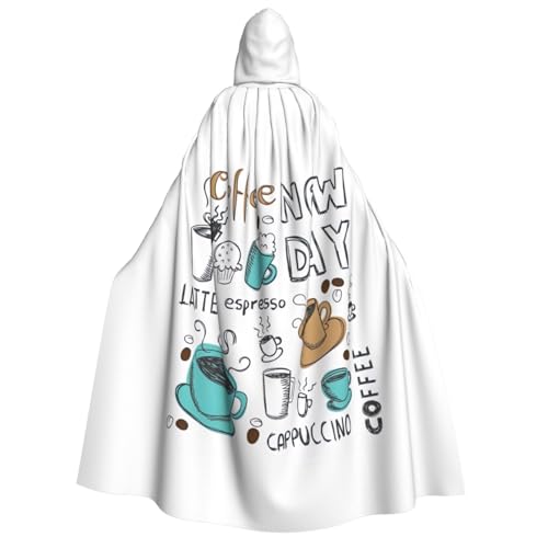 Köstlicher Kaffee-Druck für Herren und Damen, Erwachsene, Kapuzenumhang, Cosplay, Kostüm, Halloween, Weihnachten, Karneval, Partys von WOmeng