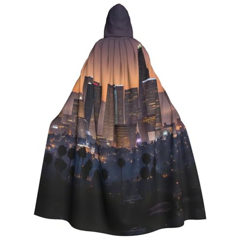 Los Angeles Skyline Print Herren Damen Erwachsene Kapuzenumhang Cosplay Kostüm Halloween Weihnachten Karneval Partys von WOmeng