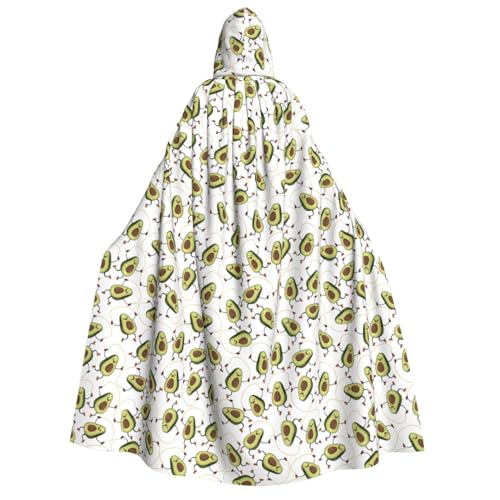 Lustiger Cartoon-Avocado-Druck, für Herren und Damen, Erwachsene, Kapuzenumhang, Cosplay, Kostüm, Halloween, Weihnachten, Karneval, Partys von WOmeng