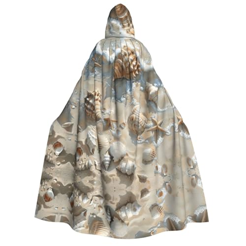 Muscheln Sanddruck Herren Damen Erwachsene Kapuzenumhang Cosplay Kostüm Halloween Weihnachten Karneval Partys von WOmeng
