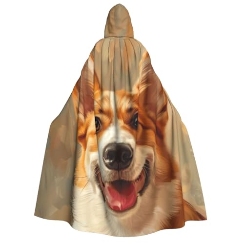 Niedlicher Corgi-Druck für Herren und Damen, Erwachsene, Kapuzenumhang, Cosplay, Kostüm, Halloween, Weihnachten, Karneval, Partys von WOmeng