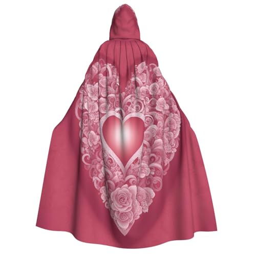 Romantischer Herzaufdruck für Herren und Damen, Erwachsene, mit Kapuze, Umhang, Cosplay, Kostüm, Halloween, Weihnachten, Karneval, Partys von WOmeng
