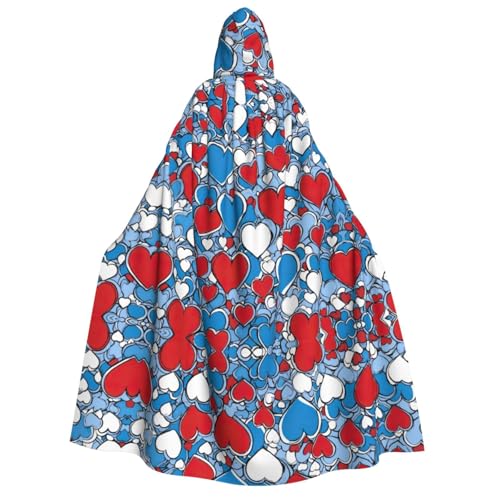 Romantischer roter Herzaufdruck für Herren und Damen, Erwachsene, Kapuzenumhang, Cosplay, Kostüm, Halloween, Weihnachten, Karneval, Partys von WOmeng