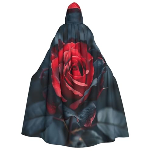 Roter und schwarzer Rosen-Druck, für Herren und Damen, mit Kapuze, Cosplay, Kostüm, Halloween, Weihnachten, Karneval, Partys von WOmeng