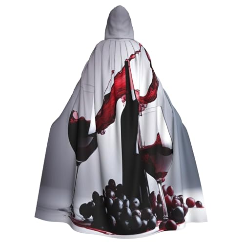 Rotwein-Druck, volle Länge, Halloween-Umhang, Unisex, mit Kapuze, mittelalterliche Farben, Kostüm, Cosplay, Party Rotwein-Druck, volle Länge, Halloween-Umhang, Unisex, mit Kapuze, mittelalterliche Farben, Kostüm, Cosplay, Party von WOmeng