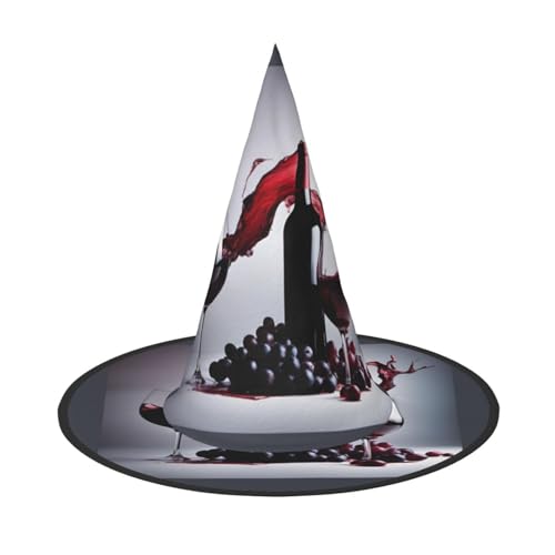Rotwein-Druck Halloween Hexenhut Karneval Kostüm Zubehör Faltbare Leichte Kappe Festivals von WOmeng