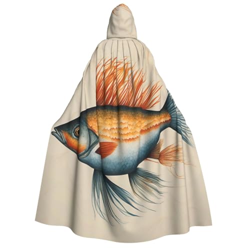 Safflower Fliegender Fisch-Aufdruck, für Herren und Damen, Erwachsene, Kapuzenumhang, Cosplay, Kostüm, Halloween, Weihnachten, Karneval, Partys von WOmeng