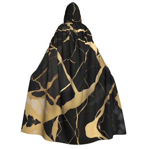 Schwarzer Marmor-Textur, Golddruck, für Herren und Damen, Erwachsene, Kapuzenumhang, Cosplay, Kostüm, Halloween, Weihnachten, Karneval, Partys von WOmeng