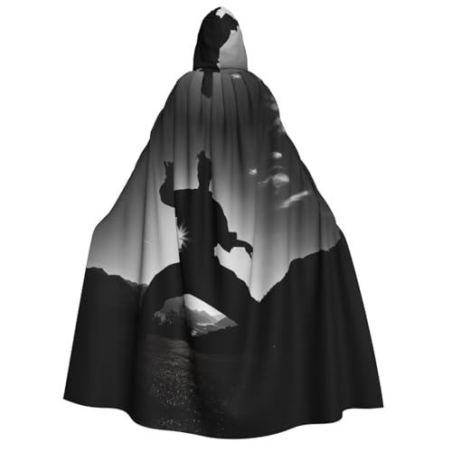 Silhouetten von Kampfsport-Druck, für Herren und Damen, Erwachsene, Kapuzenumhang, Cosplay, Kostüm, Halloween, Weihnachten, Karneval, Partys von WOmeng
