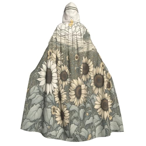 Sonnenblumen-Umhang mit Kamillen-Druck, für Herren und Damen, Erwachsene, mit Kapuze, Cosplay, Kostüm, Halloween, Weihnachten, Karneval, Partys von WOmeng