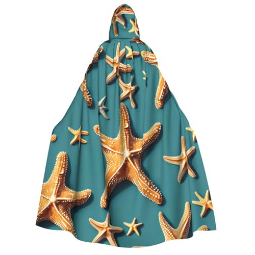 Strand Seestern Druck Herren Damen Erwachsene Kapuzenumhang Cosplay Kostüm Halloween Weihnachten Karneval Partys von WOmeng