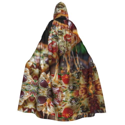 Tasty Pizza Print Herren Damen Erwachsene Kapuzenumhang Cosplay Kostüm Halloween Weihnachten Karneval Partys von WOmeng