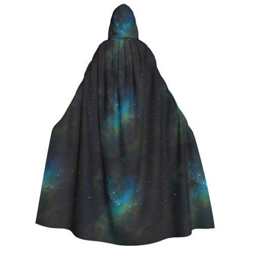Umhang mit Kapuze, Galaxie, grüner Druck, für Herren, Damen, Erwachsene, Cosplay, Halloween, Weihnachten, Karneval, Partys von WOmeng