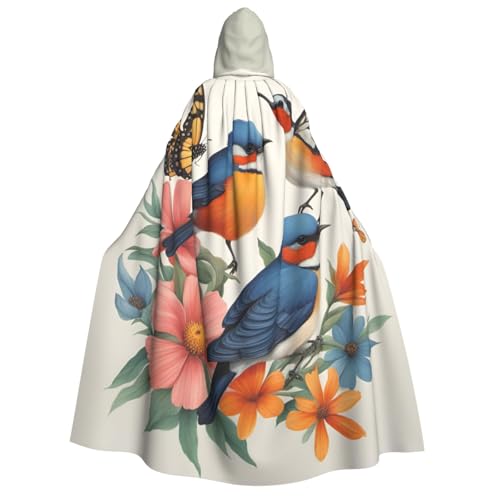Umhang mit Kapuze, Vögel, Blumen, Schmetterling, für Herren und Damen, Erwachsene, Cosplay, Kostüm, Halloween, Weihnachten, Karneval, Partys von WOmeng