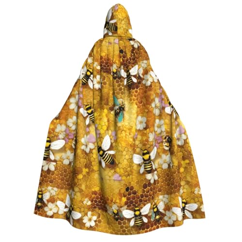 Umhang mit Kapuze für Herren und Damen, mit Bienen-Motiv, Cosplay, Kostüm, Halloween, Weihnachten, Karneval, Partys von WOmeng