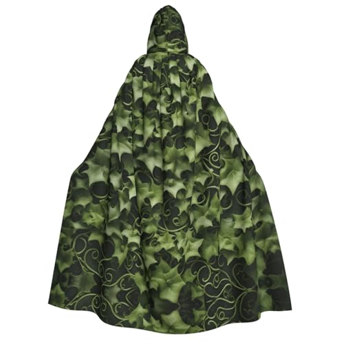 Umhang mit Kapuze für Herren und Damen, mit Blumenmuster, Efeu-Druck, Cosplay, Kostüm, Halloween, Weihnachten, Karneval, Partys von WOmeng